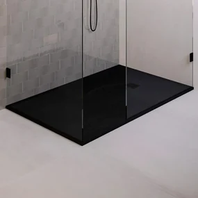 BRAUER Relievo Crag Douchebak 180x100cm antislip antibacterieel mineraalmarmer mat zwart DB-RC100X180Z
