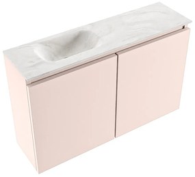 Mondiaz Ture DLux toiletmeubel 80cm rosee met wastafel ostra links zonder kraangat