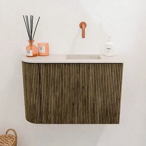 Mondiaz Joya DLux 60cm toiletmeubel ronding links dusk met wastafel faye rechts zonder kraangat meli