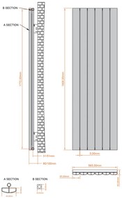 Eastbrook Tordino radiator 55x180cm aluminium 1713W zwart mat