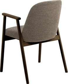 RODERIC Bruin Taupe (stof Monza 40) / gelakt eikenhouten frame – gerookt eiken (walnootkleur) – HOUTEN BOUCLÉ RETRO STOEL