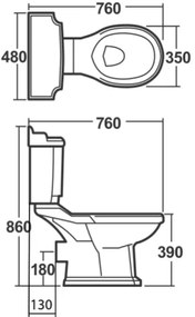 Aqualine Antik duoblok toilet keramiek wit