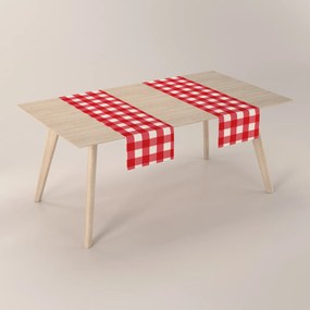 Dekoria Rechthoekige tafelloper, wit-rood ruit, 40 x 130 cm