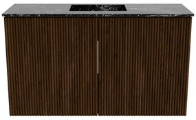 Mondiaz Joya DLux 70cm toiletmeubel walnut met wastafel faye midden zonder kraangat lava