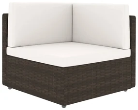 vidaXL 5-delige Loungeset met kussens poly rattan bruin