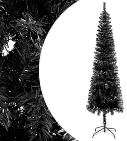 vidaXL Kerstboom met LED's en kerstballen smal 210 cm zwart