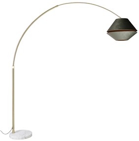 Booglamp messing met wit met dubbele velours kap groen - XXL Klassiek / Antiek, Modern E27 rond Binnenverlichting Lamp