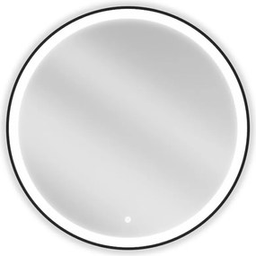 Mexen Esso verlichte badkamer spiegel, rond 80 cm, LED 6000K, anti-condens, zwarte rand - 9825-080-080-611-70