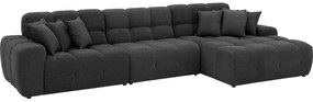 Goossens Excellent Bank Kubus - 30 X 30 Cm Stiksel antraciet, stof, 1,5-zits, modern design met chaise longue rechts