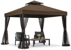 Bruin tuinpaviljoen met muskietennet Valencia 3x3 m Garden Point