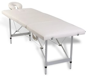 vidaXL Massagetafel inklapbaar met aluminium frame (vier delen / crèmewit)