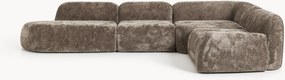 XL modulaire teddy bouclé hoekbank Wolke (4-zits) met chaise longue