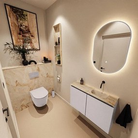 MONDIAZ TURE-DLUX 80cm toiletmeubel Cale. EDEN wastafel Frappe positie rechts. Zonder kraangat. TUREDX80CALR0FRA