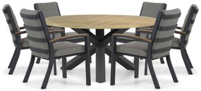 Tuinset Ronde Tuintafel 6 personen 160 cm Aluminium/teak Grijs  Osmen Midura/Rockville
