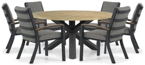 Tuinset Ronde Tuintafel 6 personen 160 cm Aluminium/teak Grijs  Osmen Midura/Rockville