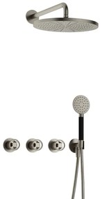 Hotbath Cobber IBSW70 Regendoucheset inbouw - 38.5cm wandarm - 30cm ronde hoofddouche - 3 standen handdouche - Geborsteld nikkel IBSW70GN15