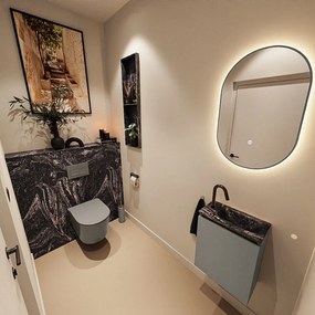 Mondiaz Ture DLux toiletmeubel 40cm smoke met wastafel lava rechts met kraangat