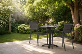 Tuinset Ronde Tuintafel 2 personen 70 cm Aluminium/textileen Grijs  Lifestyle Garden Furniture Sella/Talao