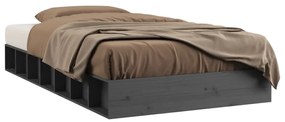 vidaXL Bedframe massief hout grijs 120x190 cm 4FT Small Double