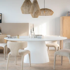 Eleonora Elin Ovale Eettafel Wit 200 Cm Magnesium Oxide - 200 X 110cm.