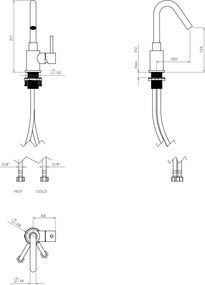 Clou Xo wastafelkraan met draaibare uitloop type 7 chroom