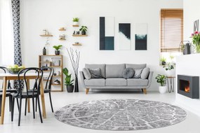 Tapijt MEFE modern  Rond ,  6185 Boomstam , boom , Structureel,  twee poolhoogte , grijskleuring