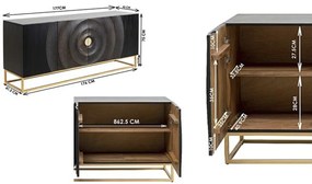 Kare Design Madeira Dark Zwart Dressoir Met Houtsnijwerk - 177x45x75cm.