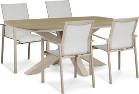 Tuinset 6 personen 180 cm Aluminium Zand/Beige Lifestyle Garden Furniture Timo/Camila