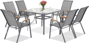 Modena/Bitonto grijze tuintafel voor 6 personen met Garden Point vierkante tafel