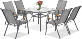 Modena/Bitonto grijze tuintafel voor 6 personen met Garden Point vierkante tafel