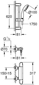 Grohe Grohterm 1000 thermostatische douchekraan met glijstang set chroom