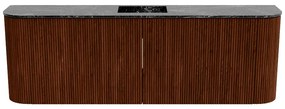 Mondiaz Joya DLux 125cm toiletmeubel ronding links/rechts ruby met wastafel faye midden 1 kraangat lava