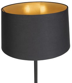 Smart vloerlamp zwart met zwarte kap 45 cm incl. Wifi A60 - Simplo