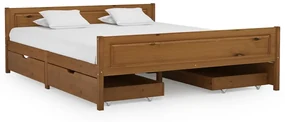 vidaXL Bedframe met 4 lades massief grenenhout honingbruin 160x200 cm