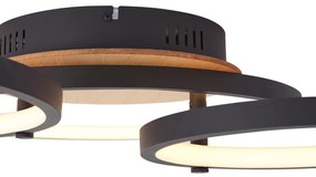 Moderne plafondlamp hout incl. LED 3-staps dimbaar 3-lichts - Rondas