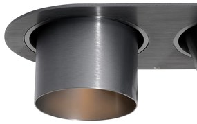 Afgeronde inbouwspot gunmetal GU10 70mm kantelbaar 2-lichts - Installa Modern GU10 ovaal Binnenverlichting Lamp