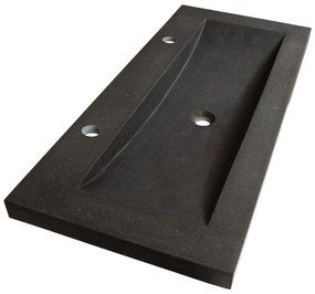 Sanituba Corestone wastafel basalt met twee kraangaten 100cm