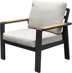 Lola lounge tuinstoel aluminium antraciet soft grey kussens