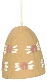Kersthanger bel, katoen maché, oker, 7 cm