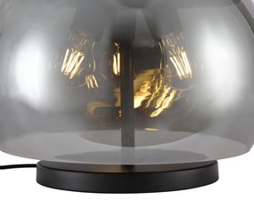 Design tafellamp zwart met smoke glas 3-lichts - Bino