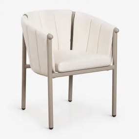 Set Van 4 Eetkamerstoelen Met Armleuningen In Bouclé En Aluminium Boleni Moka Bruin - Sklum