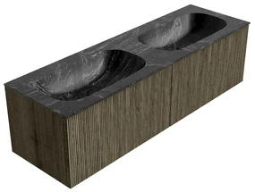 Mondiaz Kurve-dlux 150cm badmeubel shadow met 2 lades en wastafel stor small dubbel 2 kraangaten lava