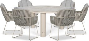Tuinset Ronde Tuintafel 6 personen 150 cm Rope Taupe  Domani Furniture Trivento/Arancia