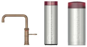 Quooker Classic Fusion Square kokendwaterkraan - draaibare uitloop - Combi incl. Cube reservoir - Warm / kokend / bruisend / gefilterd water - Messing patina glans 22CFSPTN-CUBE