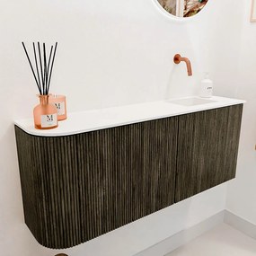 Mondiaz Joya 100cm toiletmeubel ronding links shadow met wastafel faye rechts zonder kraangat talc