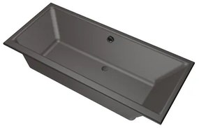 Xenz Kristal inbouwbad - 170x75cm - met overloop - zonder afvoer - Acryl Antraciet 6985-05