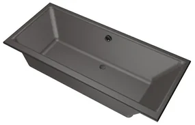 Xenz Kristal inbouwbad - 170x75cm - met overloop - zonder afvoer - Acryl Antraciet 6985-05