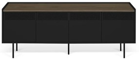 TemaHome Radio Zwart Tv-meubel Met Walnoot Blad - 160x43x60cm.