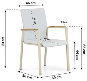 Tuinstoel stapelbaar Aluminium/textileen Taupe-naturel-bruin Lifestyle Garden Furniture Brandon