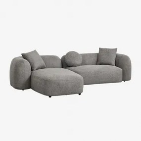 Modulaire Bank Met Linker Chaise Longue Van 2 Delen In Chenille Coco Granietgrijs Dik Chenilledoek - Sklum